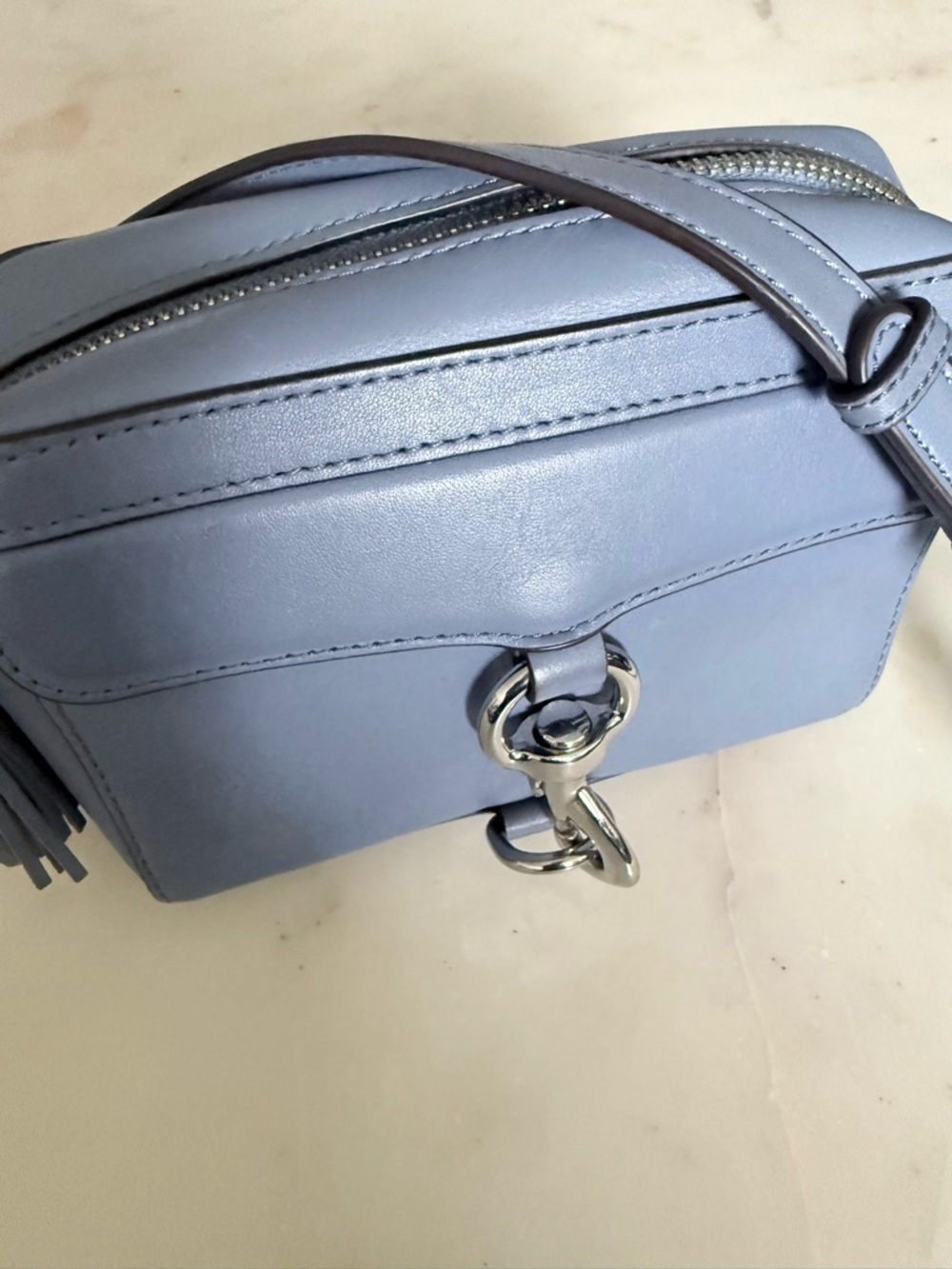 Rebecca Minkoff Periwinkle Leather Mini Crossbody with Silver Hardware